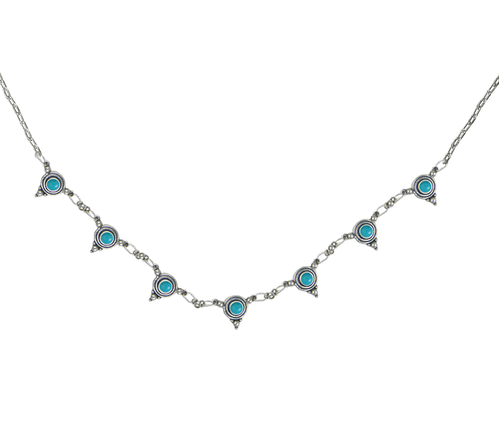 Sterling Silver Gemstone Necklace With Turquoise